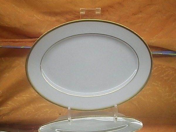 Beilage Platte oval mit Goldrand von Eschenbach Volute weiss