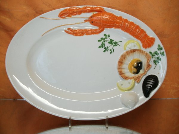 Platte oval aus italienische Keramik Bassano Hummer