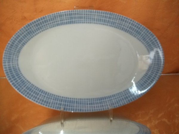 Platte oval von Arzberg Form 2000 Bast Bastdekor azur blau