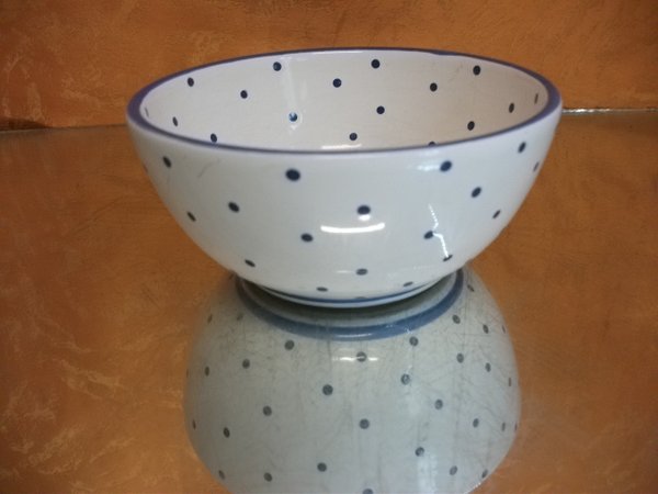 Deserschale von Gmunder Keramik blaue Tupfen