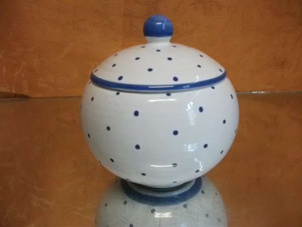 Zuckerdose Unterteil von Gmunder Keramik blaue Tupfen